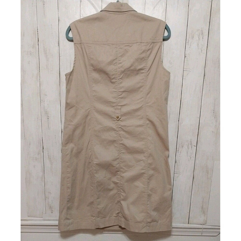 Jones New York Classic Utility Khaki Dress Gold Buttons Zipper Collar 12 Womens - Picture 2 of 5